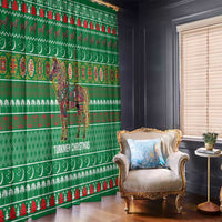 Turkmenistan Christmas Window Curtain with Decorated Horse Crescent Moon Pattern and Traditional Carpet - Wonder Print Shop