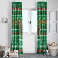 Turkmenistan Christmas Window Curtain with Decorated Horse Crescent Moon Pattern and Traditional Carpet - Wonder Print Shop