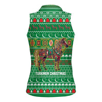 Turkmenistan Christmas Women Sleeveless Polo Shirt with Decorated Horse Crescent Moon Pattern and Traditional Carpet - Wonder Print Shop