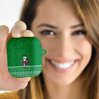 Turkmenistan Christmas AirPods Case with Traditional Santa Snowflake Crescent Moon and National Emblem - Wonder Print Shop