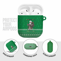 Turkmenistan Christmas AirPods Case with Traditional Santa Snowflake Crescent Moon and National Emblem - Wonder Print Shop