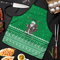 Turkmenistan Christmas Apron with Traditional Santa Snowflake Crescent Moon and National Emblem - Wonder Print Shop