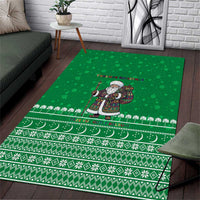 Turkmenistan Christmas Area Rug with Traditional Santa Snowflake Crescent Moon and National Emblem - Wonder Print Shop
