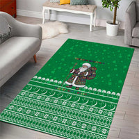 Turkmenistan Christmas Area Rug with Traditional Santa Snowflake Crescent Moon and National Emblem - Wonder Print Shop