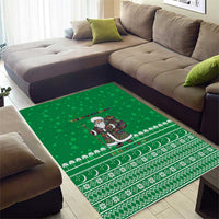 Turkmenistan Christmas Area Rug with Traditional Santa Snowflake Crescent Moon and National Emblem - Wonder Print Shop