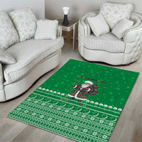 Turkmenistan Christmas Area Rug with Traditional Santa Snowflake Crescent Moon and National Emblem - Wonder Print Shop