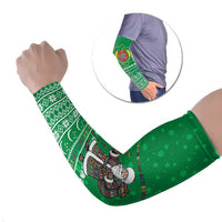 Turkmenistan Christmas Arm Sleeves with Traditional Santa Snowflake Crescent Moon and National Emblem - Wonder Print Shop