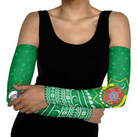 Turkmenistan Christmas Arm Sleeves with Traditional Santa Snowflake Crescent Moon and National Emblem - Wonder Print Shop
