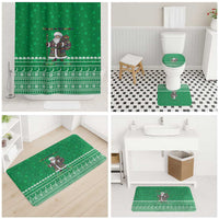 Turkmenistan Christmas Bathroom Set with Traditional Santa Snowflake Crescent Moon and National Emblem - Wonder Print Shop