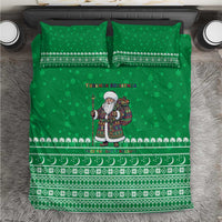 Turkmenistan Christmas Bedding Set with Traditional Santa Snowflake Crescent Moon and National Emblem - undefined