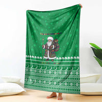 Turkmenistan Christmas Blanket with Traditional Santa Snowflake Crescent Moon and National Emblem - Wonder Print Shop
