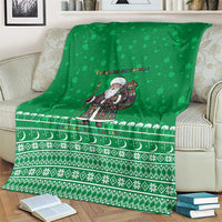 Turkmenistan Christmas Blanket with Traditional Santa Snowflake Crescent Moon and National Emblem - Wonder Print Shop