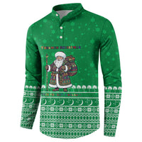 Turkmenistan Christmas Button Sweatshirt with Traditional Santa Snowflake Crescent Moon and National Emblem - Wonder Print Shop