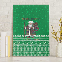 Turkmenistan Christmas Canvas Wall Art with Traditional Santa Snowflake Crescent Moon and National Emblem - Wonder Print Shop