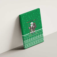 Turkmenistan Christmas Canvas Wall Art with Traditional Santa Snowflake Crescent Moon and National Emblem - Wonder Print Shop