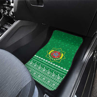 Turkmenistan Christmas Car Mats with Traditional Santa Snowflake Crescent Moon and National Emblem - Wonder Print Shop