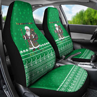 Turkmenistan Christmas Car Seat Cover with Traditional Santa Snowflake Crescent Moon and National Emblem - Wonder Print Shop