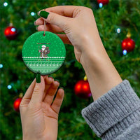 Turkmenistan Christmas Ceramic Ornament with Traditional Santa Snowflake Crescent Moon and National Emblem - Wonder Print Shop