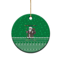 Turkmenistan Christmas Ceramic Ornament with Traditional Santa Snowflake Crescent Moon and National Emblem - Wonder Print Shop