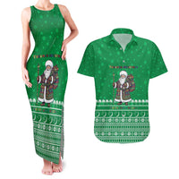 Turkmenistan Christmas Couples Matching Tank Maxi Dress and Hawaiian Shirt with Traditional Santa Snowflake Crescent Moon and National Emblem - Wonder Print Shop