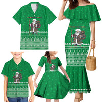 Turkmenistan Christmas Family Matching Mermaid Dress and Hawaiian Shirt with Traditional Santa Snowflake Crescent Moon and National Emblem - Wonder Print Shop