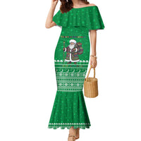 Turkmenistan Christmas Family Matching Mermaid Dress and Hawaiian Shirt with Traditional Santa Snowflake Crescent Moon and National Emblem - Wonder Print Shop