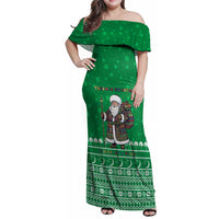 Turkmenistan Christmas Family Matching Off Shoulder Maxi Dress and Hawaiian Shirt with Traditional Santa Snowflake Crescent Moon and National Emblem - Wonder Print Shop