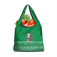 Turkmenistan Christmas Grocery Bag with Traditional Santa Snowflake Crescent Moon and National Emblem - Wonder Print Shop