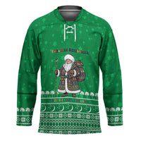 Turkmenistan Christmas Hockey Jersey with Traditional Santa Snowflake Crescent Moon and National Emblem - Wonder Print Shop