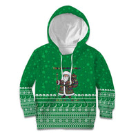 Turkmenistan Christmas Kid Hoodie with Traditional Santa Snowflake Crescent Moon and National Emblem - Wonder Print Shop