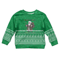 Turkmenistan Christmas Kid Ugly Christmas Sweater with Traditional Santa Snowflake Crescent Moon and National Emblem - Wonder Print Shop
