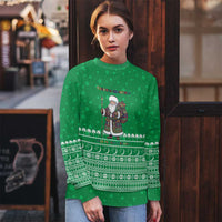 Turkmenistan Christmas Ugly Christmas Sweater with Traditional Santa Snowflake Crescent Moon and National Emblem - Wonder Print Shop