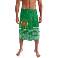 Turkmenistan Christmas Lavalava with Traditional Santa Snowflake Crescent Moon and National Emblem - Wonder Print Shop