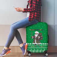Turkmenistan Christmas Luggage Cover with Traditional Santa Snowflake Crescent Moon and National Emblem - Wonder Print Shop