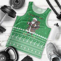 Turkmenistan Christmas Men Tank Top with Traditional Santa Snowflake Crescent Moon and National Emblem - Wonder Print Shop