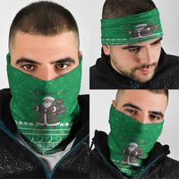 Turkmenistan Christmas Neck Gaiter with Traditional Santa Snowflake Crescent Moon and National Emblem - Wonder Print Shop