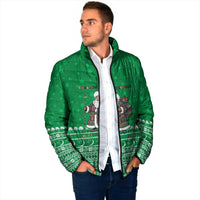 Turkmenistan Christmas Padded Jacket with Traditional Santa Snowflake Crescent Moon and National Emblem - Wonder Print Shop