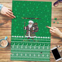 Turkmenistan Christmas Puzzle with Traditional Santa Snowflake Crescent Moon and National Emblem - Wonder Print Shop