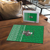 Turkmenistan Christmas Puzzle with Traditional Santa Snowflake Crescent Moon and National Emblem - Wonder Print Shop