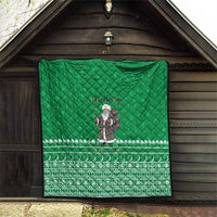Turkmenistan Christmas Quilt with Traditional Santa Snowflake Crescent Moon and National Emblem - Wonder Print Shop