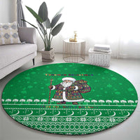 Turkmenistan Christmas Round Carpet with Traditional Santa Snowflake Crescent Moon and National Emblem - Wonder Print Shop