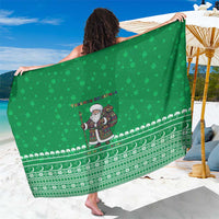 Turkmenistan Christmas Sarong with Traditional Santa Snowflake Crescent Moon and National Emblem - Wonder Print Shop