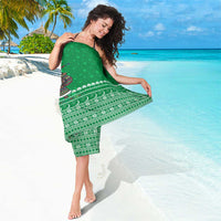 Turkmenistan Christmas Sarong with Traditional Santa Snowflake Crescent Moon and National Emblem - Wonder Print Shop