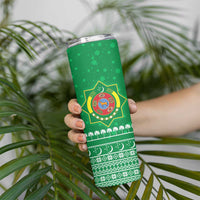 Turkmenistan Christmas Skinny Tumbler with Traditional Santa Snowflake Crescent Moon and National Emblem - Wonder Print Shop