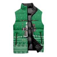 Turkmenistan Christmas Sleeveless Puffer Jacket with Traditional Santa Snowflake Crescent Moon and National Emblem - Wonder Print Shop