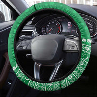 Turkmenistan Christmas Steering Wheel Cover with Traditional Santa Snowflake Crescent Moon and National Emblem - Wonder Print Shop
