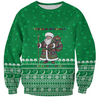 Turkmenistan Christmas Sweatshirt with Traditional Santa Snowflake Crescent Moon and National Emblem - Wonder Print Shop