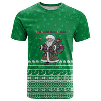 Turkmenistan Christmas T Shirt with Traditional Santa Snowflake Crescent Moon and National Emblem - Wonder Print Shop