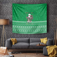 Turkmenistan Christmas Tapestry with Traditional Santa Snowflake Crescent Moon and National Emblem - Wonder Print Shop