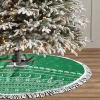 Turkmenistan Christmas Tree Skirt with Traditional Santa Snowflake Crescent Moon and National Emblem - Wonder Print Shop